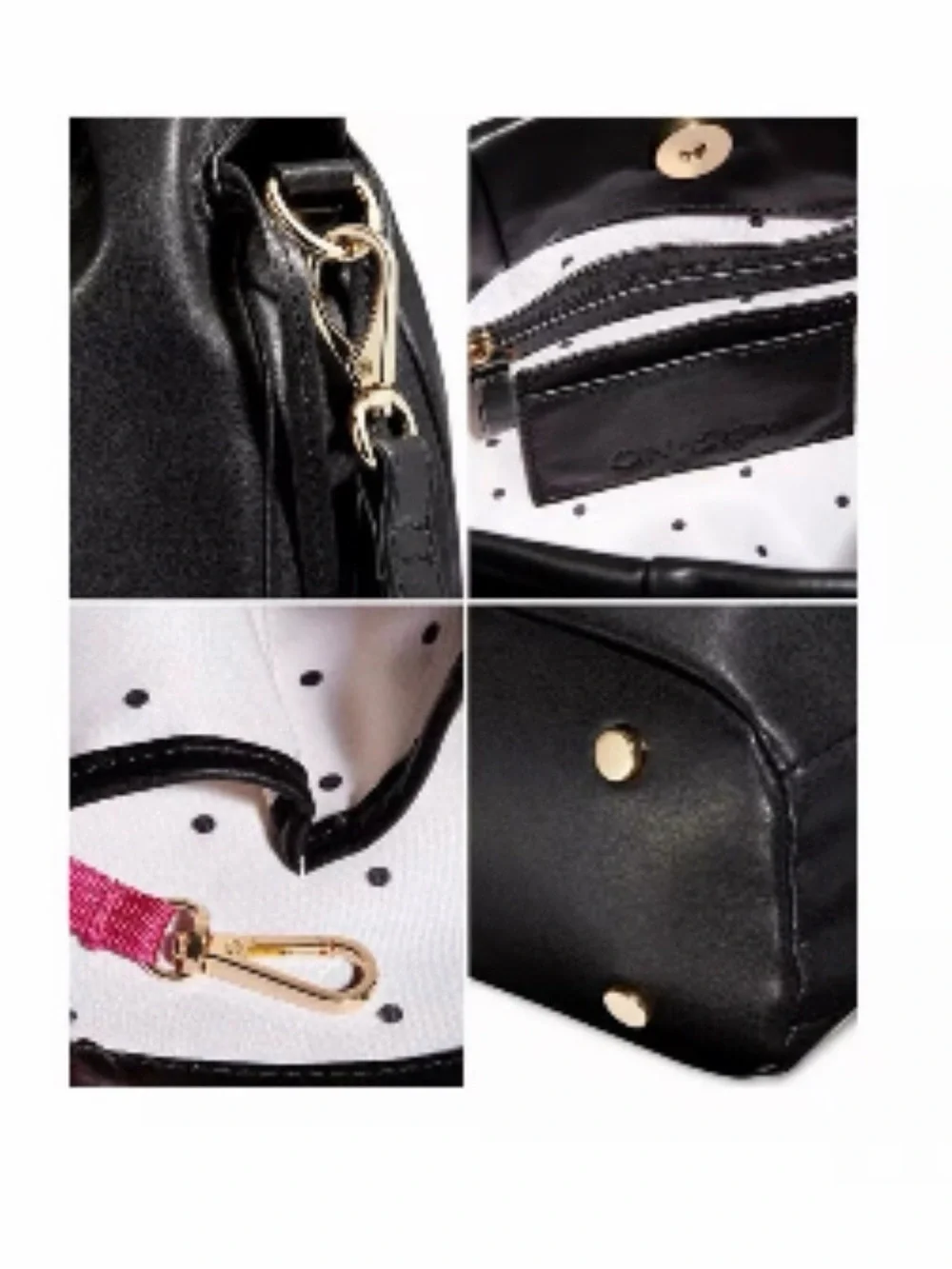 Classic Black Gathered Shoulder Bag with Adjustable Strap